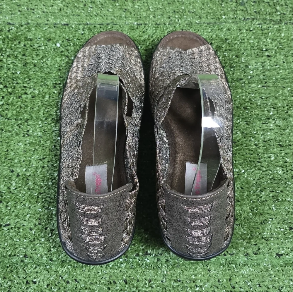 BARETRAPS | UMMA ELASTIC WOVEN PEEP-TOE MARY JANE WEDGE SANDALS